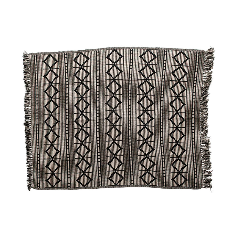 Diamond Pattern Throw Blanket with Fringe