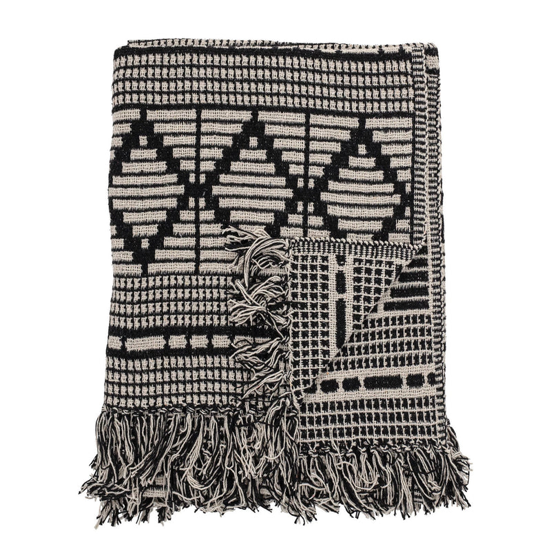 Diamond Pattern Throw Blanket with Fringe