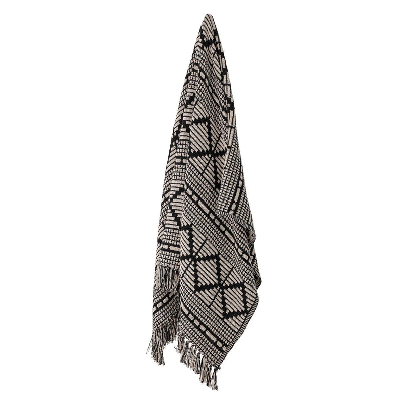 Diamond Pattern Throw Blanket with Fringe