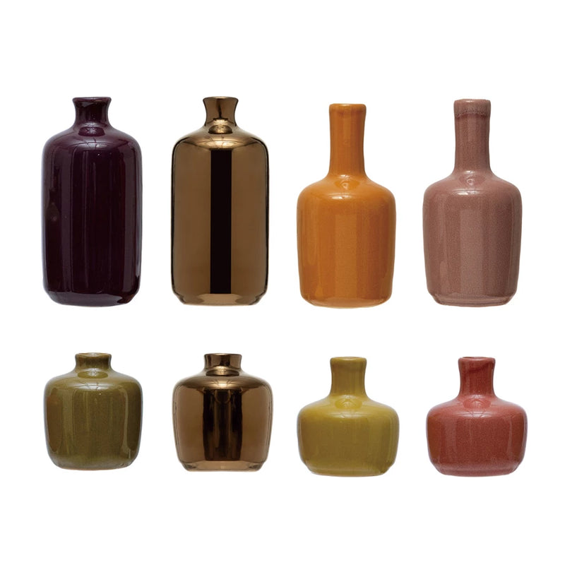 Stoneware Vase with Reactive Glaze (Assorted)