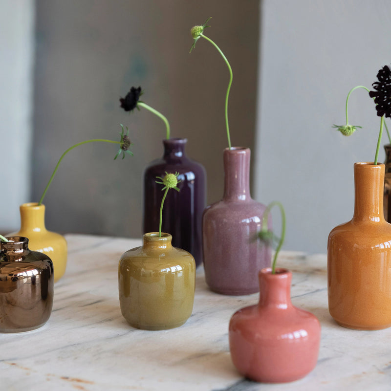 Stoneware Vase with Reactive Glaze (Assorted)