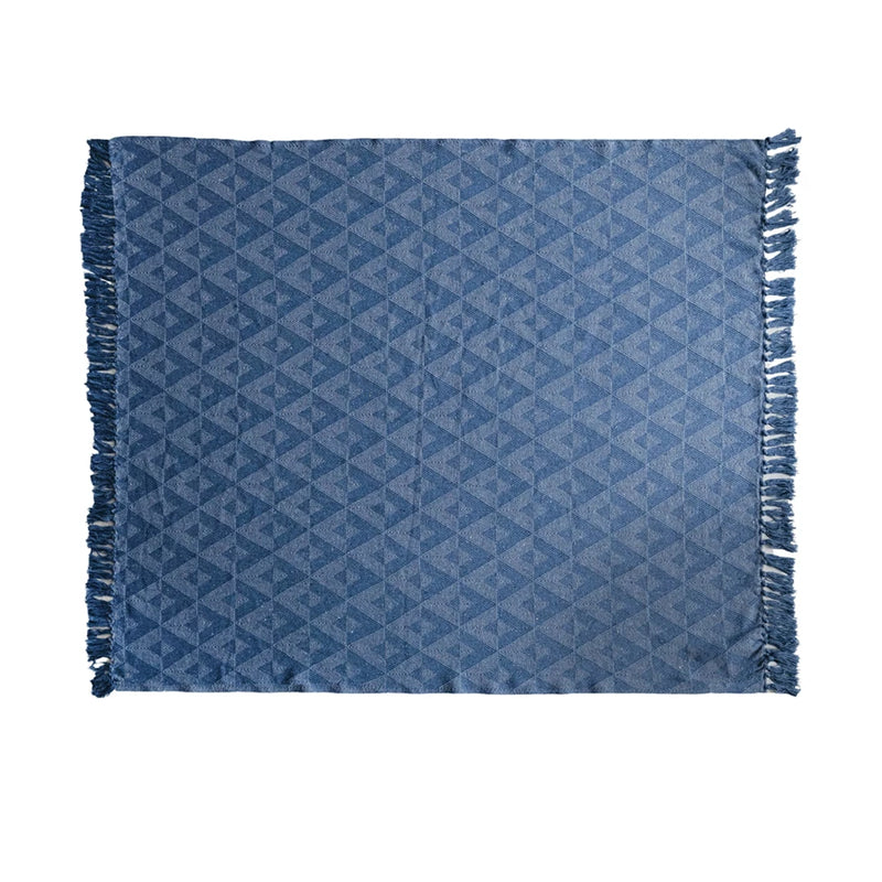 Azure Triad 60" x 50" Woven Recycled Cotton Blend Throw