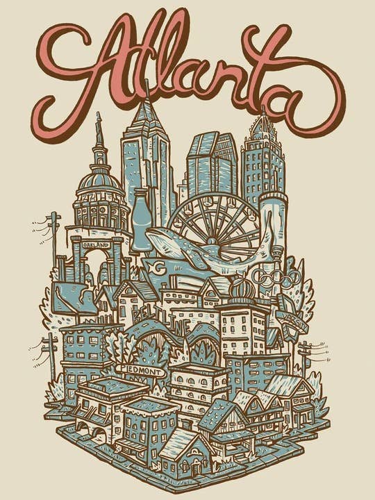 Atlanta Landmarks Digital Print
