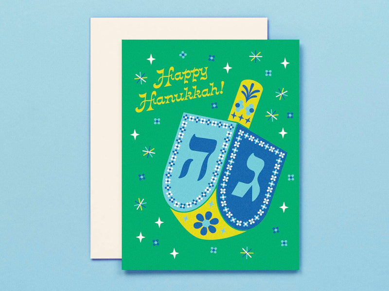 Retro Dreidel Hanukkah Card