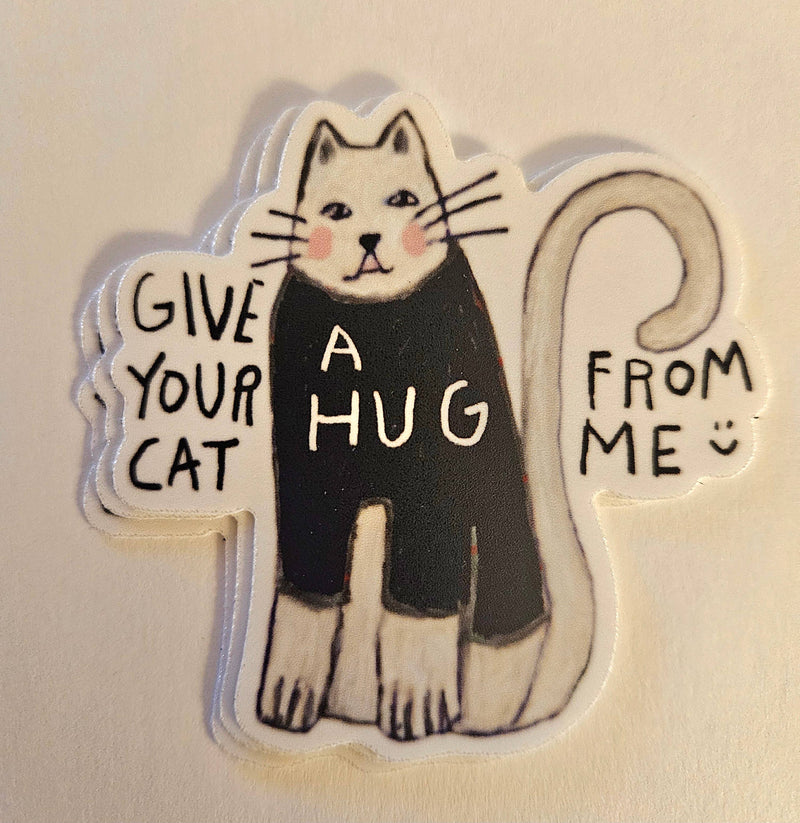 Cat Hug Vinyl Sticker