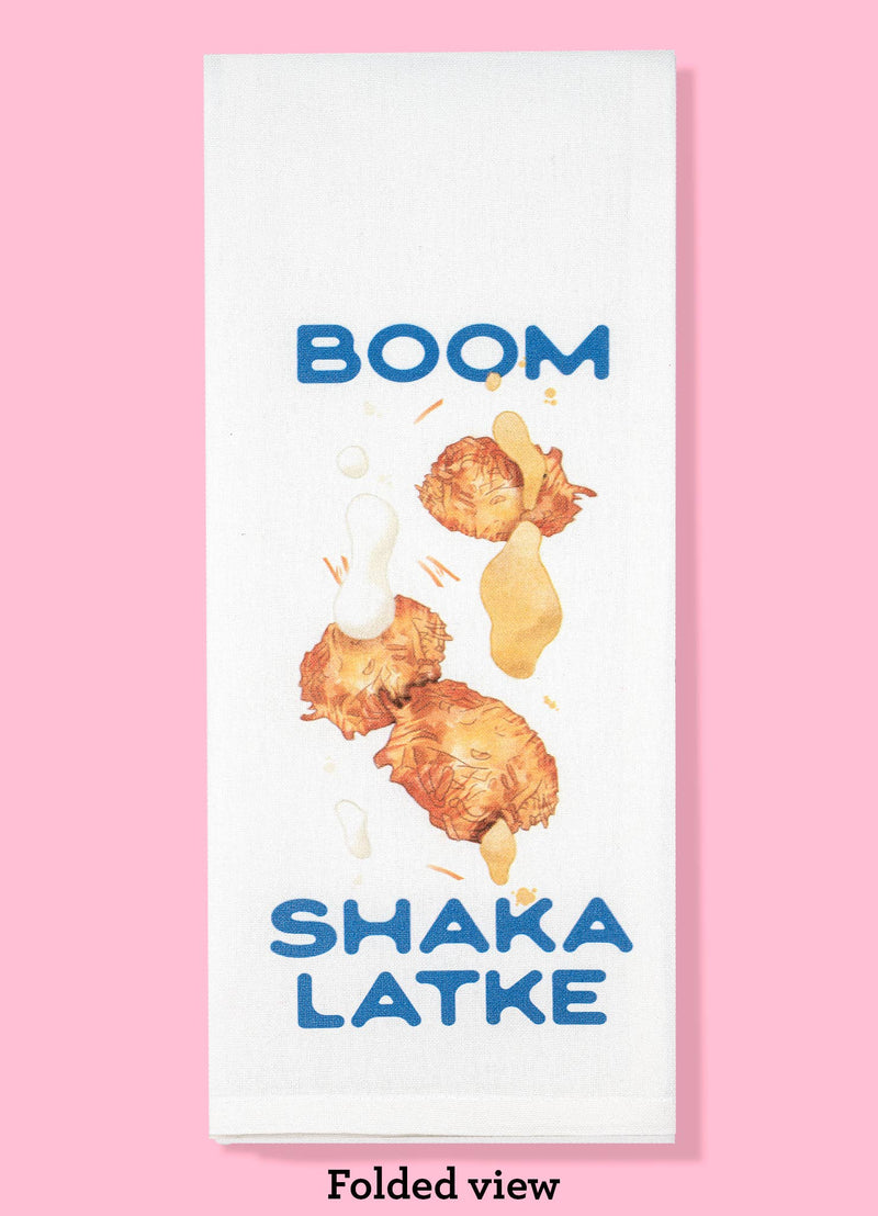 Boom Shaka Latke Hanukkah Kitchen Towel