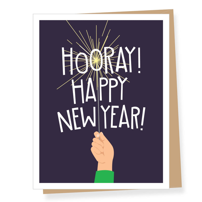 Hooray Sparkler New Year Holiday Card