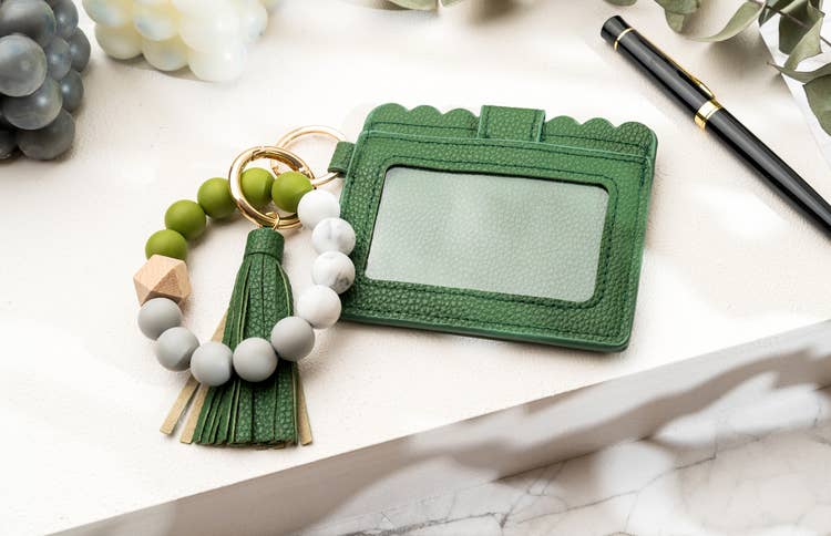 Leather Keychain Wallet with Wristlet