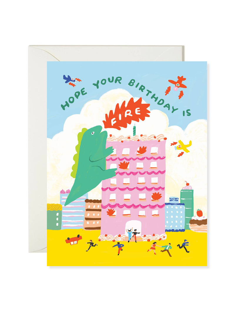 Godzilla Fire Birthday Card