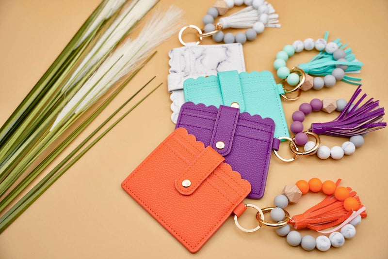 Leather Keychain Wallet with Wristlet