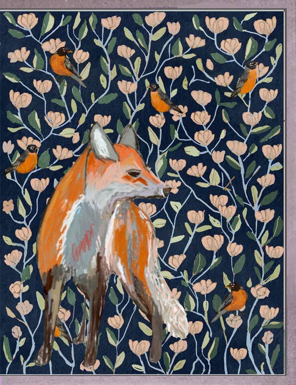 Fox Flowers Greeting Card