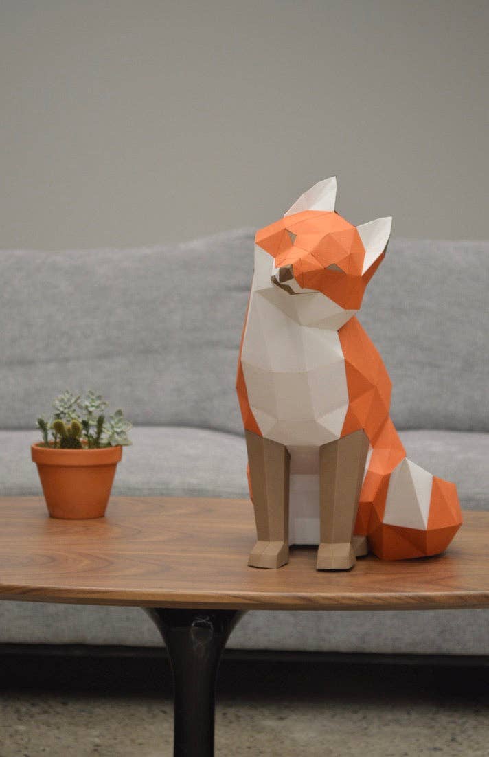 Fox Sitting 3D Paper Craft Kit