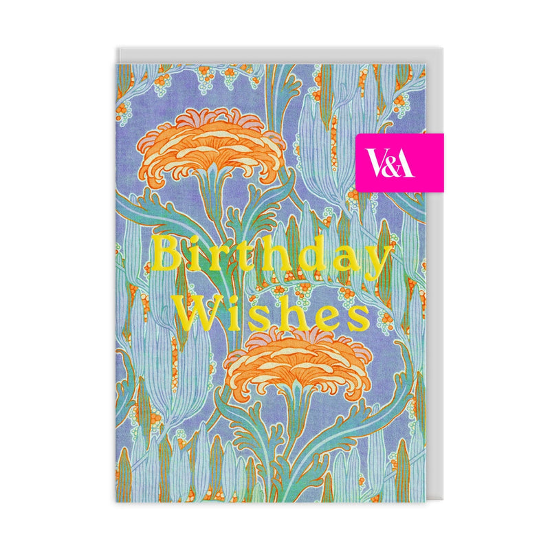 Neon Orange Flowers Birthday Card