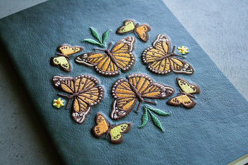 Butterfly Dance Embroidered Vegan Leather Journal