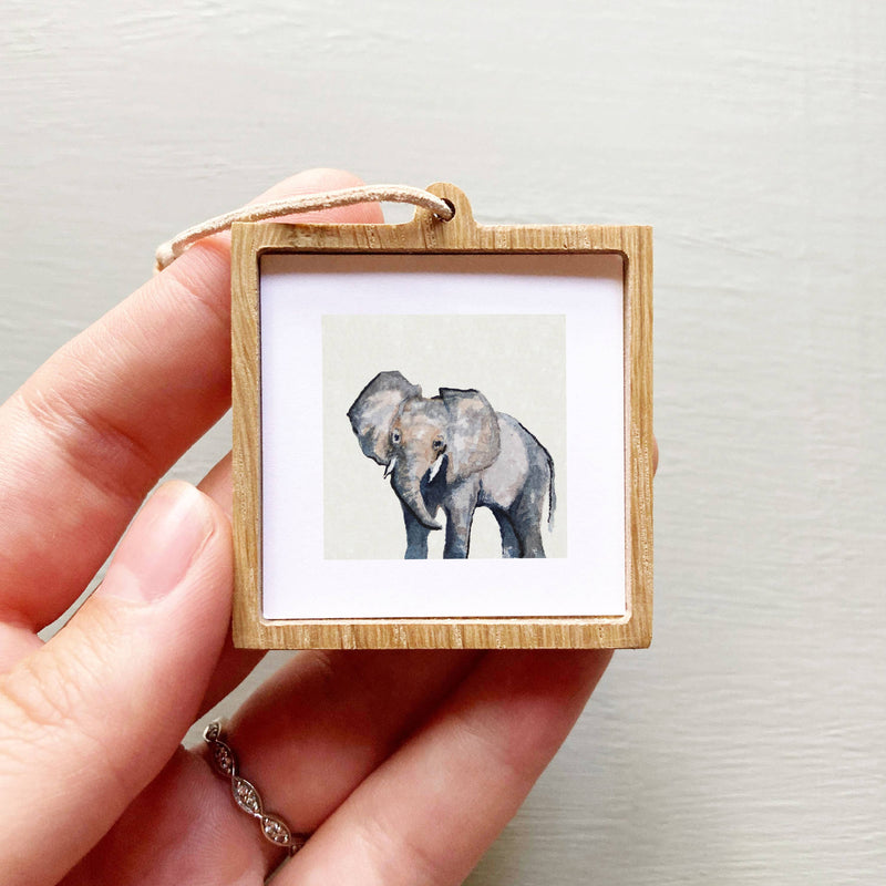 Mini 1" Elephant Tiny Watercolor Painting Art Print