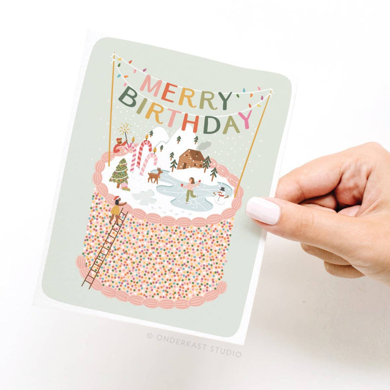 Merry Birthday Cake Card