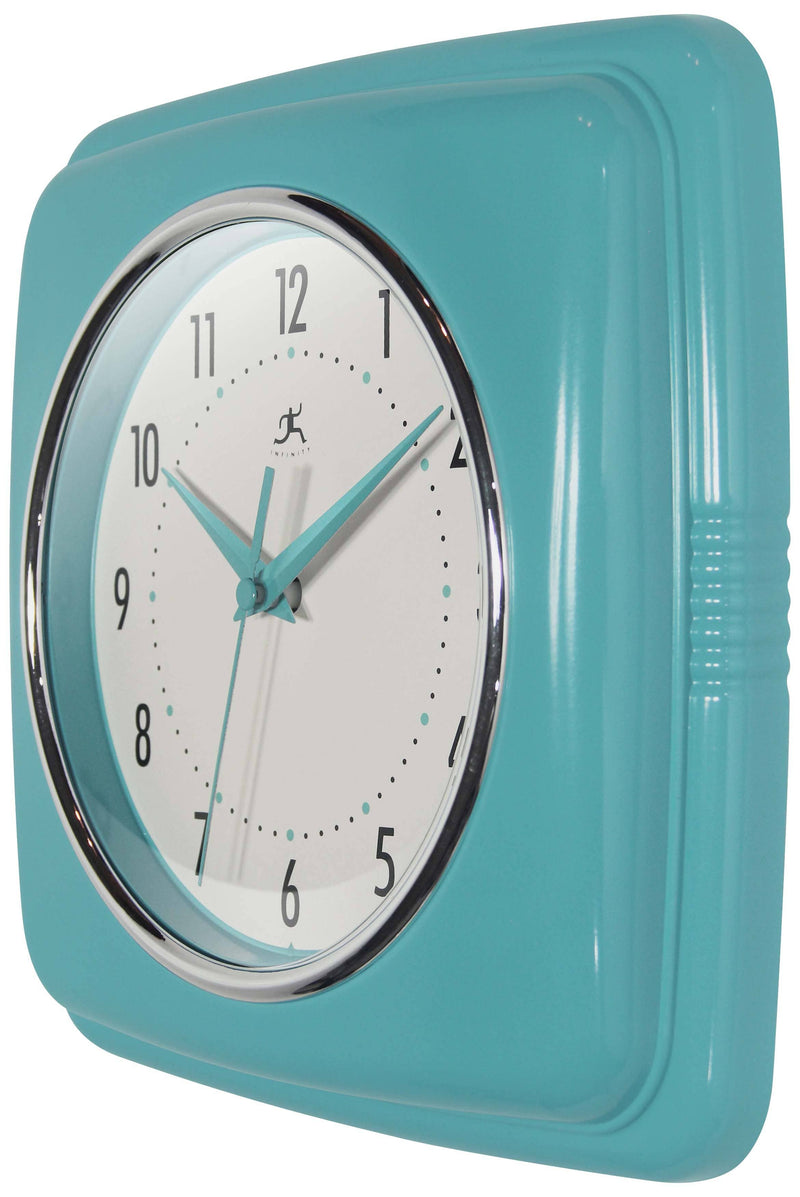 Retro Square Wall Clock Turquoise