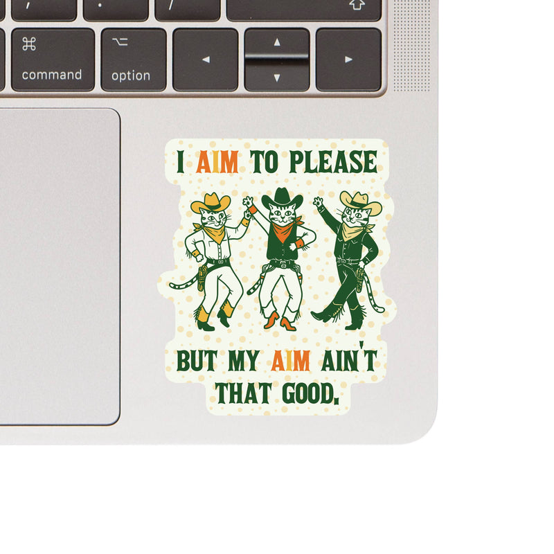 Aim To Please Cowboy Cat Sticker