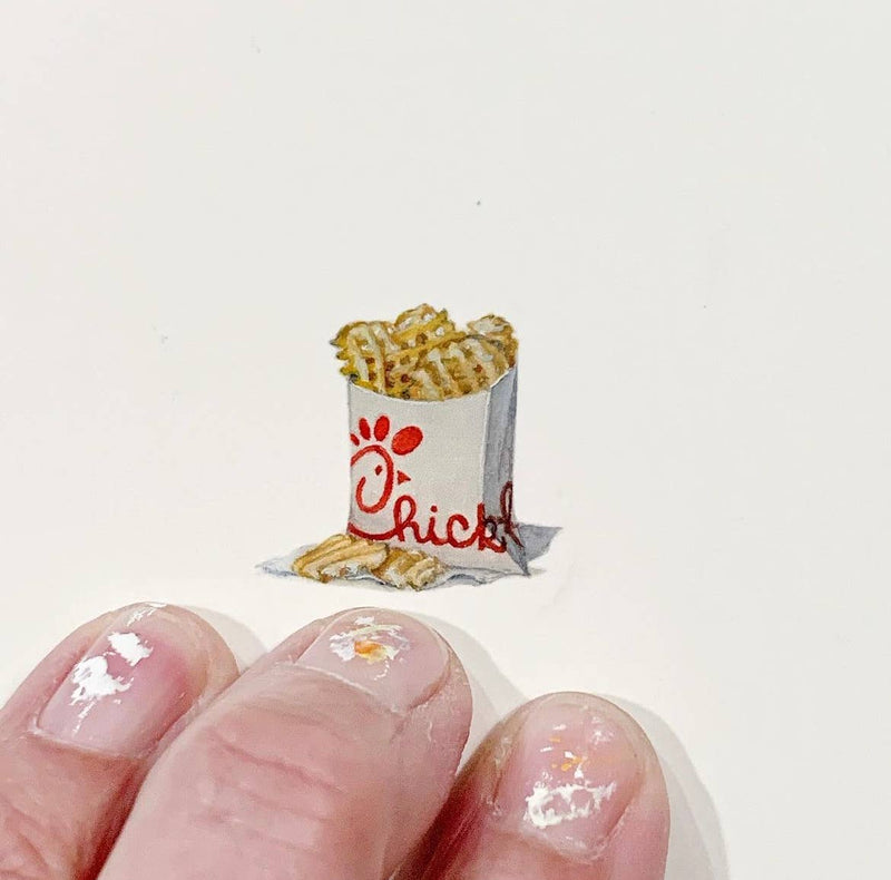 Chick Fil A Fries Miniature Watercolor Painting