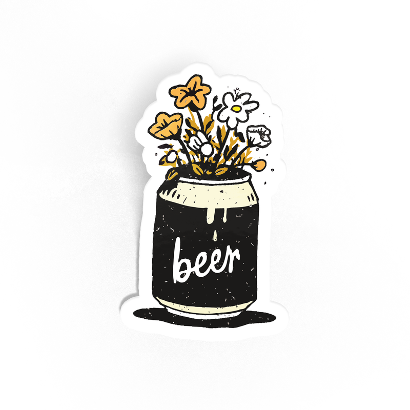 Beer Can Bouquet Matte Sticker