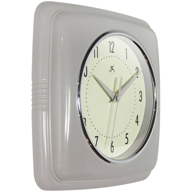 Retro Square Wall Clock in Stone Grey