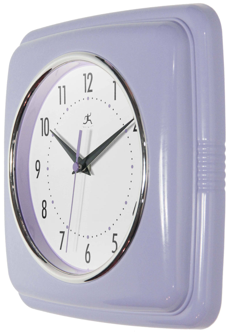 Retro Square Wall Clock in Lilac