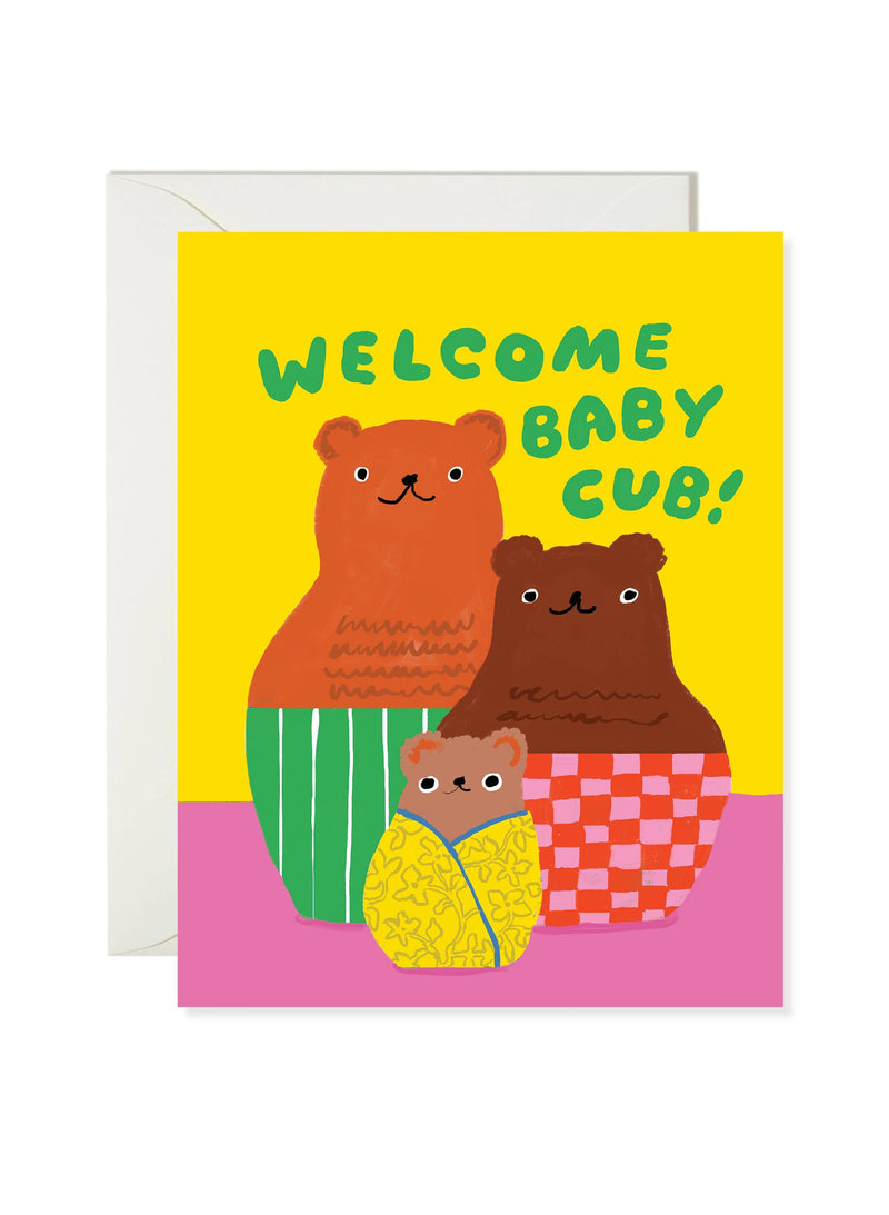 Bear Cub Nesting Doll New Baby Card