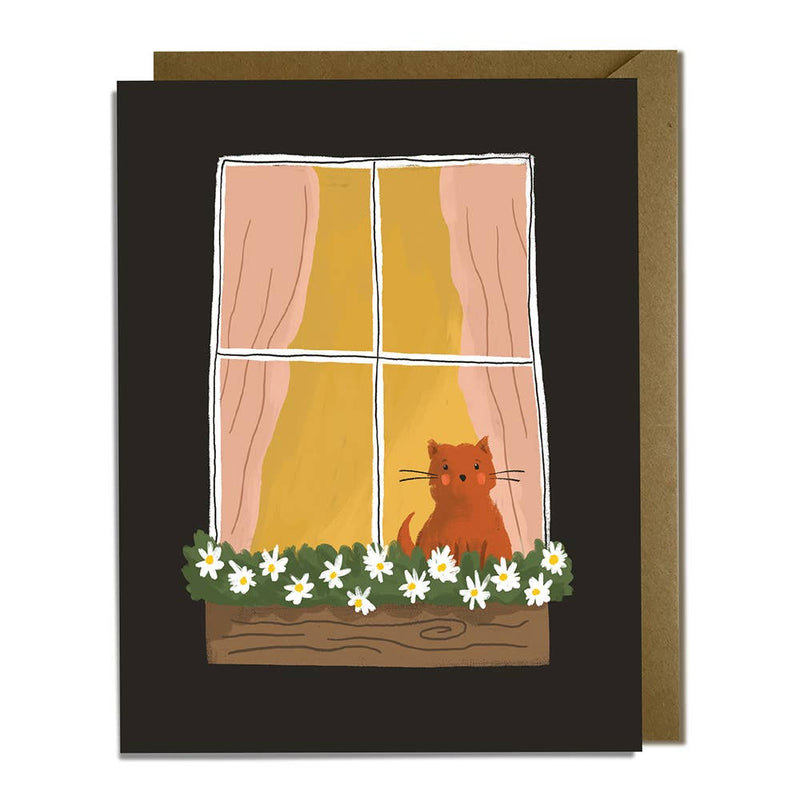 Cat at Window Blank Card