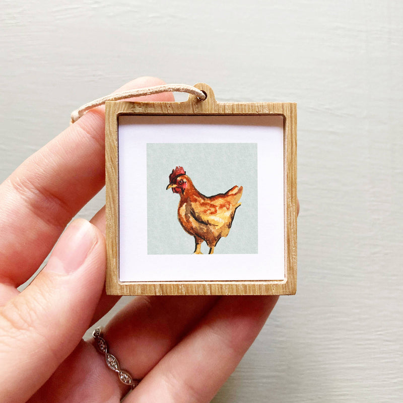 Mini 1" Chicken Tiny Watercolor Print