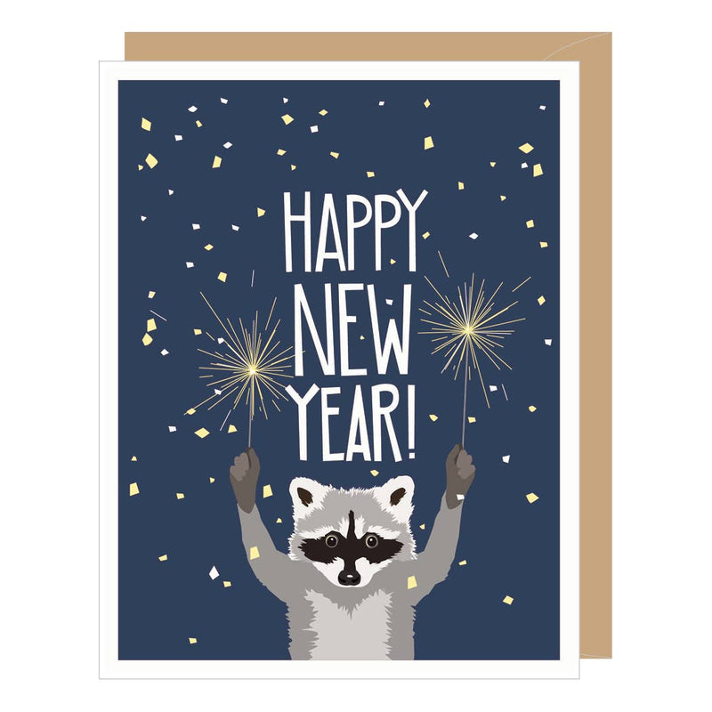 Happy New Year Raccoon Card