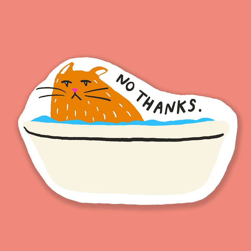 Cat Bath No Thanks Vinyl Sticker