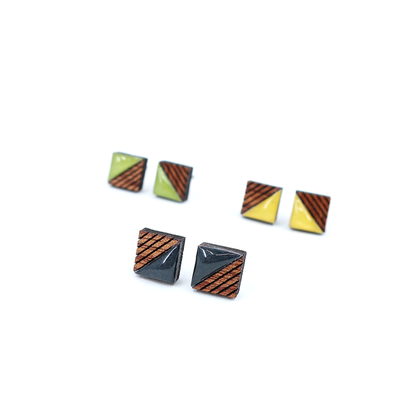 Mini Square Color Block Stud Earrings