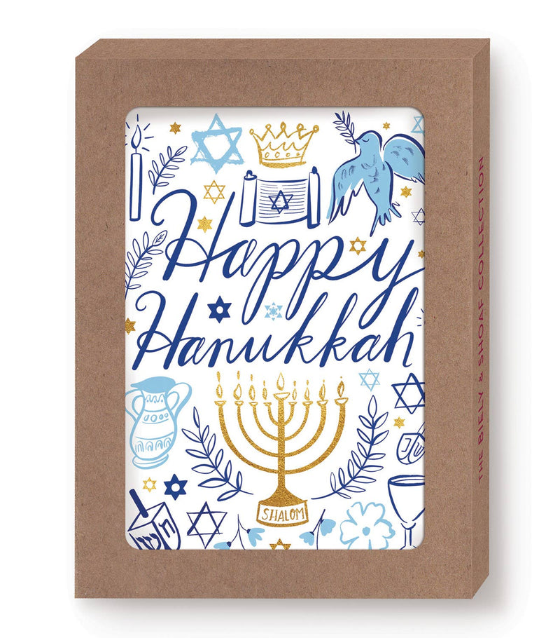 Hand-drawn Happy Hanukkah Holiday Card