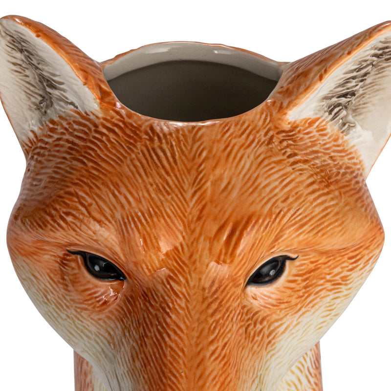 Hand-Painted Stoneware Fox Vase