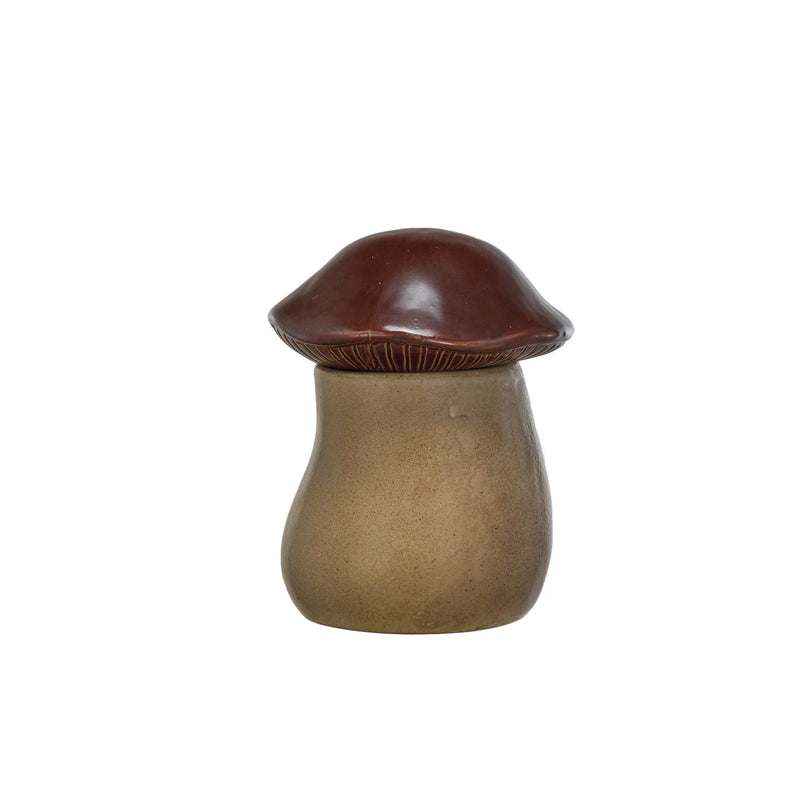 Stoneware Mushroom Canister - Brown & Tan