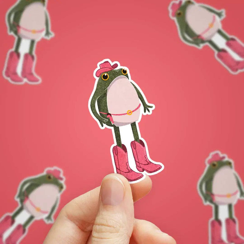 Cowgirl Frog Sticker