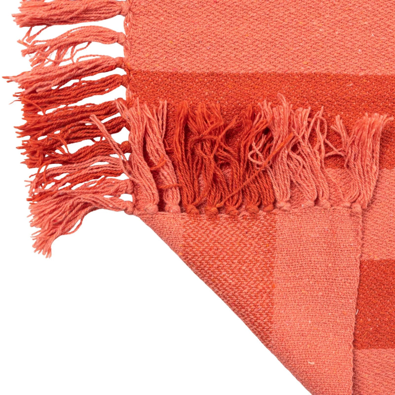 Striped Recycled Cotton Blend Throw with Fringes