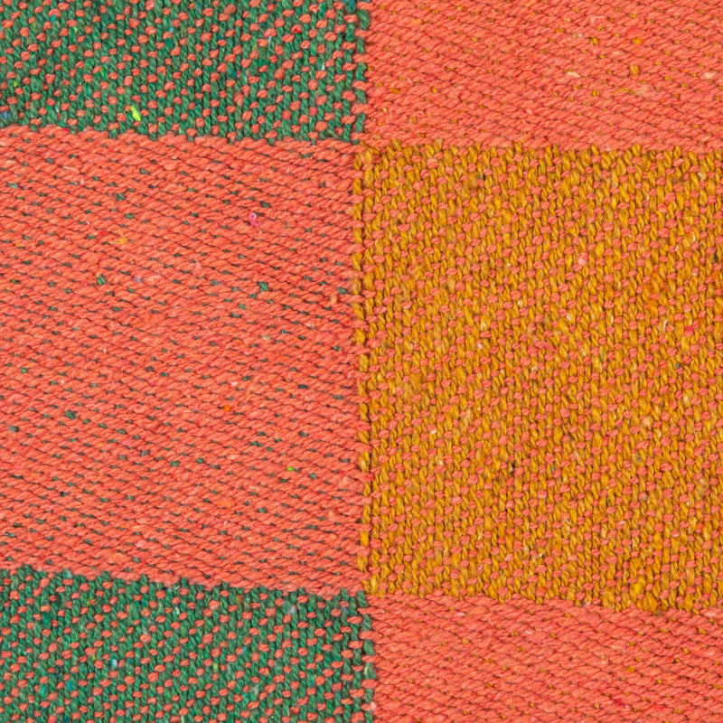 Recycled Cotton Blend Two-Tone Checkered Throw with Fringe