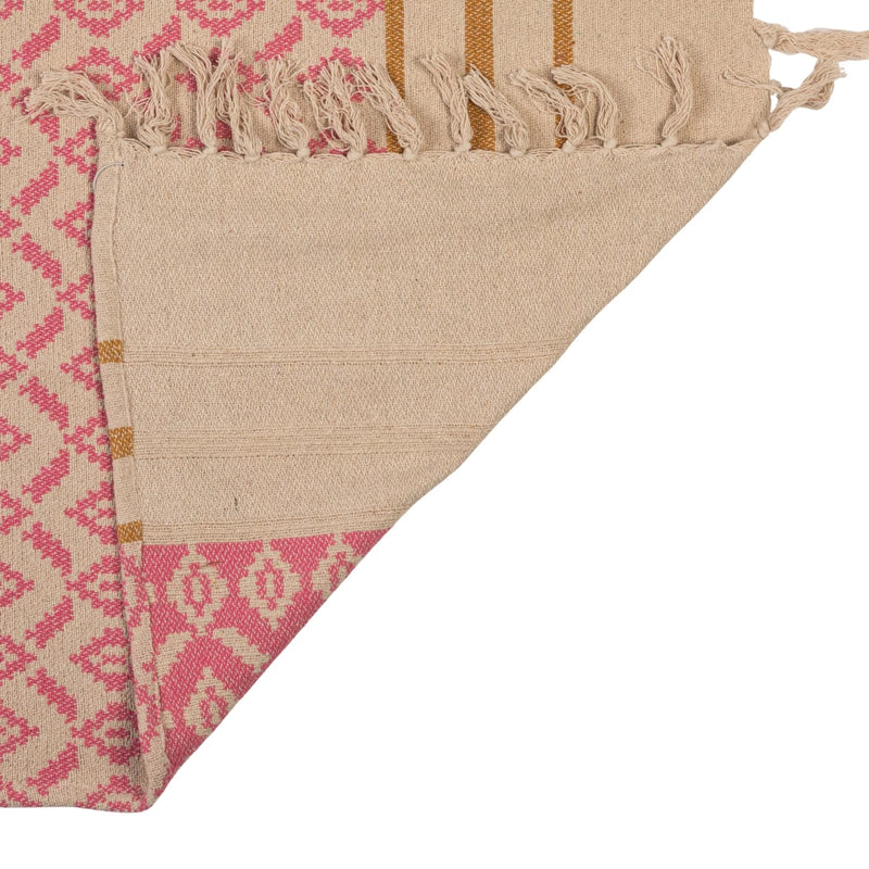 Pink Medallion Recycled Cotton Blend Jacquard Throw with Tassels
