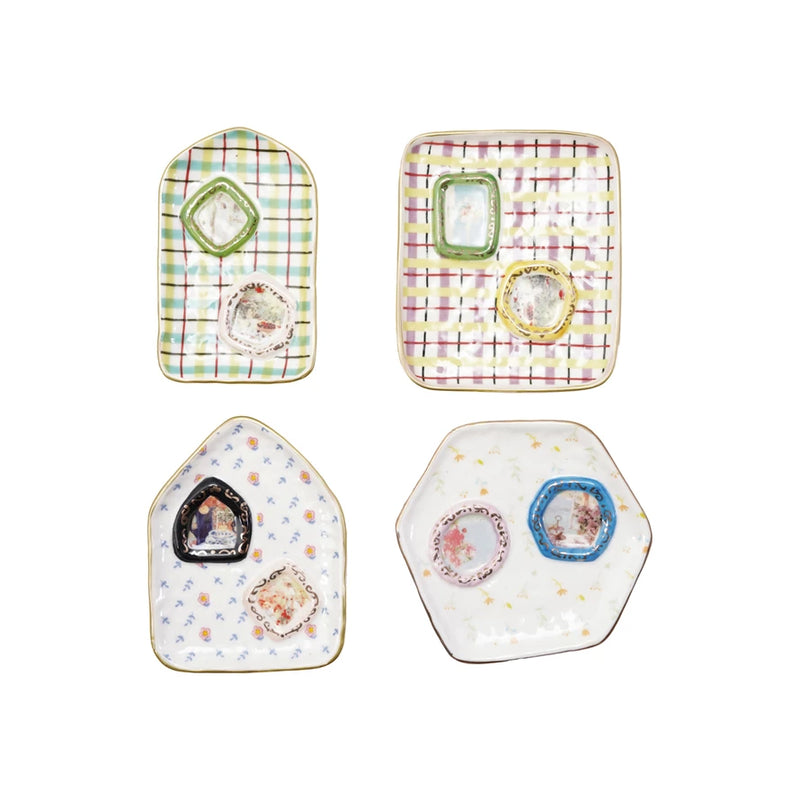 Embossed Hand-painted Dish w/ Mini Picture (Assorted)