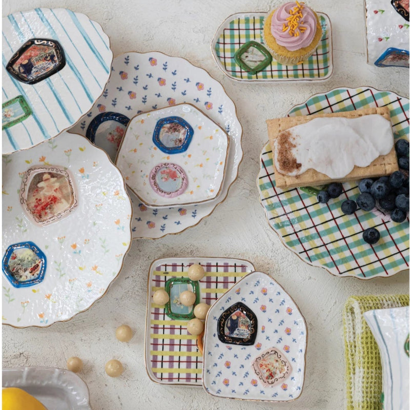 Embossed Hand-painted Dish w/ Mini Picture (Assorted)