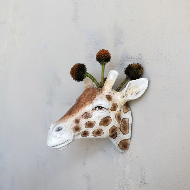 Wall-Mounted Giraffe Head Vase