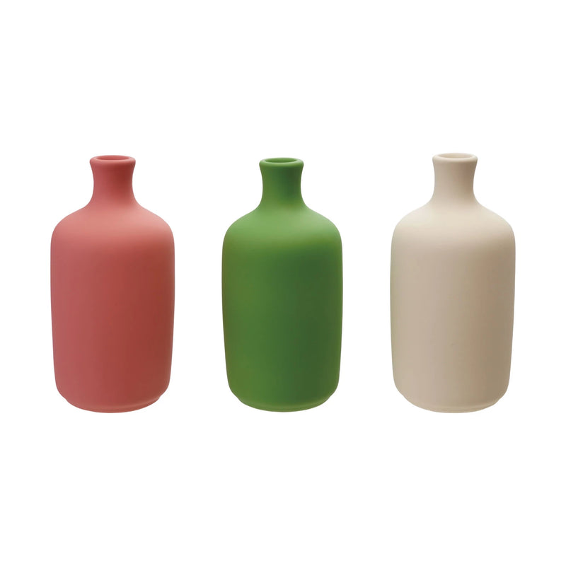 Stoneware Bottle Vase with Latex Glaze (Assorted)