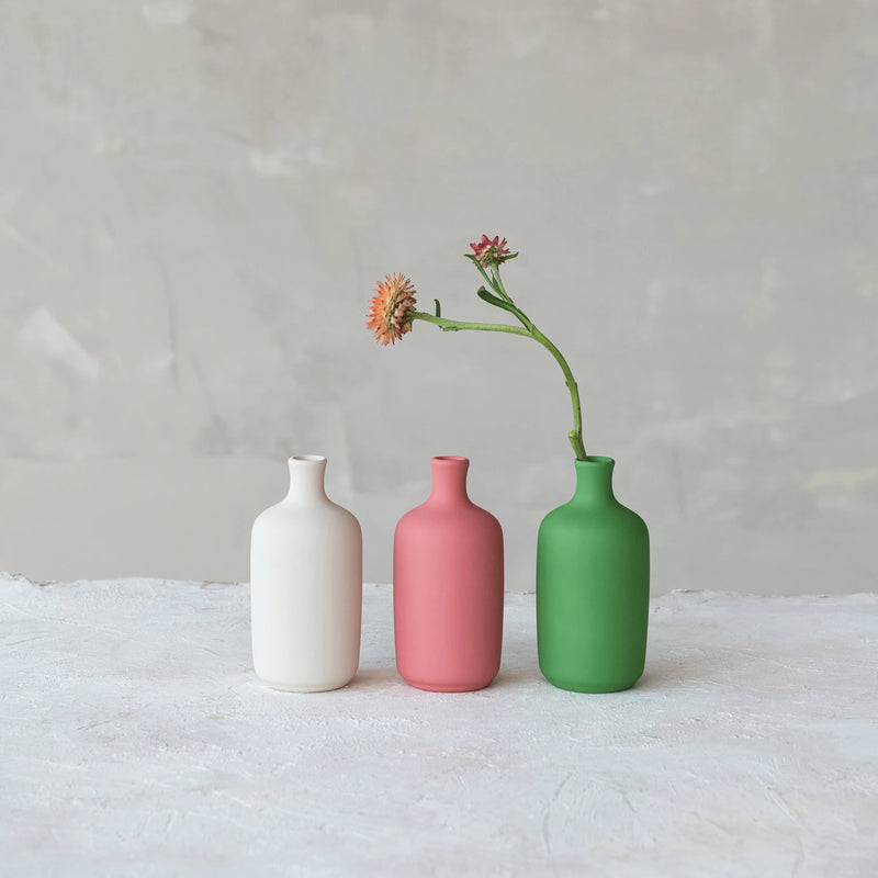 Stoneware Bottle Vase with Latex Glaze (Assorted)