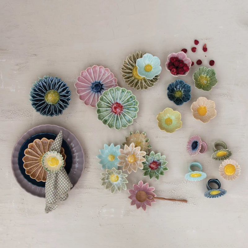 Stoneware Flower Bowl (Assorted)
