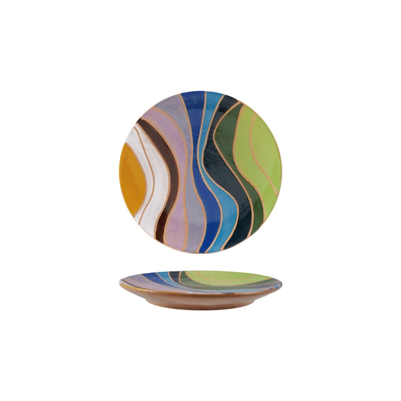 Stoneware Plate with Wax Relief Design