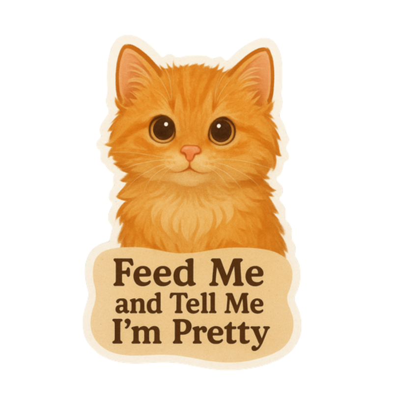 Feed Me Kitty Cat Sticker