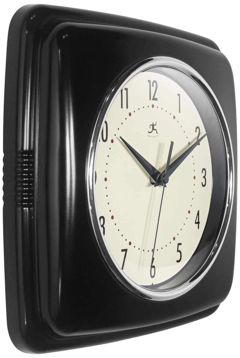 Retro Square Wall Clock in Black