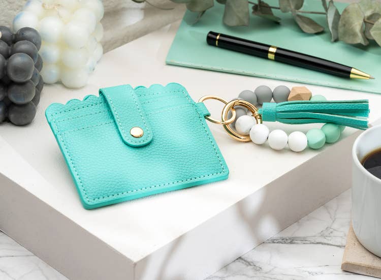 Leather Keychain Wallet with Wristlet