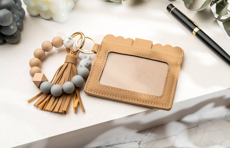 Leather Keychain Wallet with Wristlet